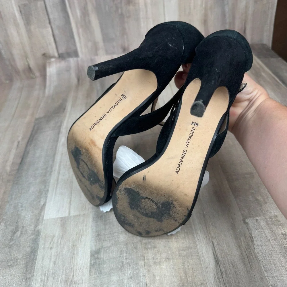 Adrienne Vittadini Women's 9 Black Strappy Heels 4
